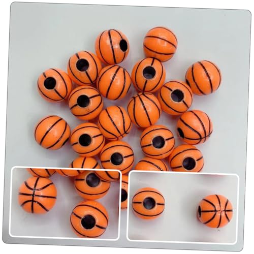 LIFKOME 200 Stück Acrylperlen Basketball design Runde DIY Schmuckperlen Für Armbänder Halsketten Bastelbedarf Zubehör Zum Auffädeln Und Perlenweben von LIFKOME