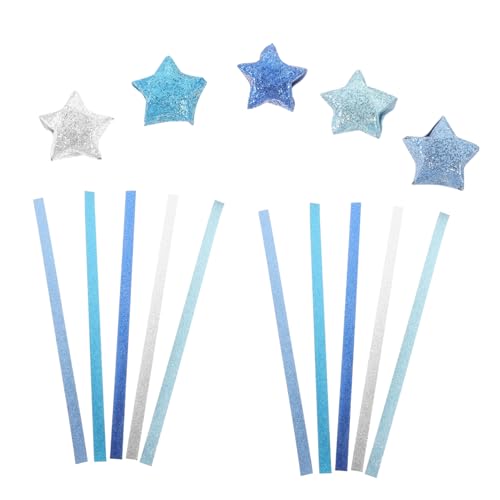 LIFKOME 200 Stück Glitzer Origami Papierstreifen Farbverlauf Blau Farben Doppelseitig Faltpapier für DIY Bastelprojekte für Traditionelle Origami Formen und Handarbeiten von LIFKOME