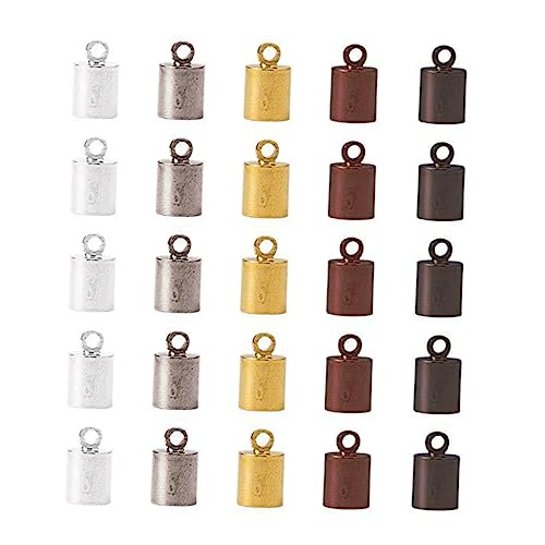 LIFKOME 200Stücke Kupfer Kappen für DIY Schmuck Schnur Endkappen Schnalle für Armbänder und Geeignet für Leder und Stoffkordeln Mixed Color von LIFKOME