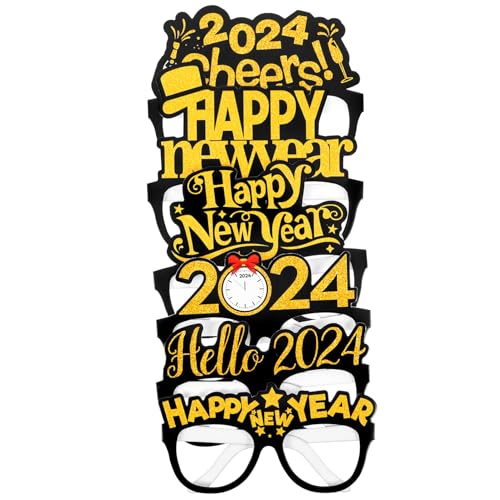 LIFKOME 2024 Papierbrillen 6 Stück Neujahrsbrillen Frohes Neues Jahr Sonnenbrillen Lustige Brillen Für Silvesterpartys Fotoautomaten-Requisiten von LIFKOME