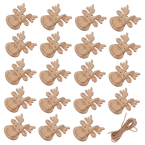 LIFKOME 20Stücke Holz Elch Scheiben Für Weihnachtsdekoration DIY Graffiti Chips Natürliche Holzstücke Im Weihnachtsdesign Für Bastelprojekte Juteschnur von LIFKOME