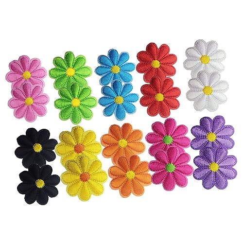 LIFKOME 20Stücke Sonnenblumen Klebepatches Für Aufbügeln Stickapplikationen Für DIY Rucksäcke Jeans Und Kleidung Gelb Rot Hellpurpur von LIFKOME