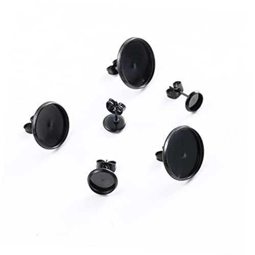 LIFKOME 20Stücke Teiliges Ohrsteckerbasis DIY Schmuckzubehör für Kreative Ohrstecker mit Ohrstopper Runde Schwarze Basis für Ohrringe für Frauen von LIFKOME