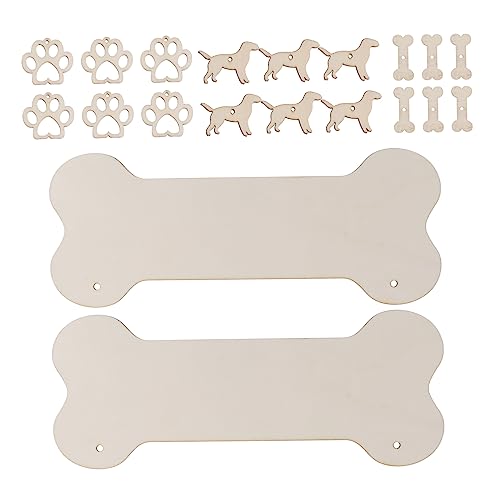 LIFKOME 20Stücke Teiliges Set Hängende Holzplaketten Hundeknochenform Mit Hundepfoten Kleinen Hunden Und Hundeknochen Für DIY Bastelprojekte Und Dekoration von LIFKOME