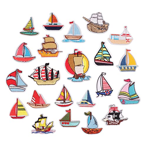 LIFKOME 23 Stück Teiliges Segelboot Stickerei Patches Selbstklebende Applikationen für Kleidung Taschen und Bastelprojekte zum Reparieren und Dekorieren von LIFKOME