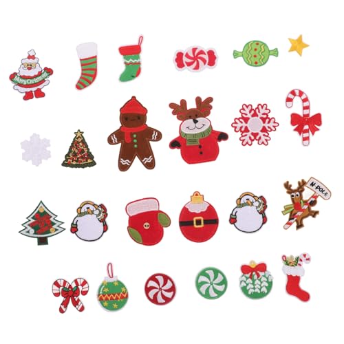 LIFKOME 23Stücke Teiliges Weihnachts Aufnäher Mit Schneemann Weihnachtsbaum Und Weihnachtsmann Motiven Zum Aufbügeln Oder Aufnähen Für Festliche Kleidung Und Hochwertige von LIFKOME