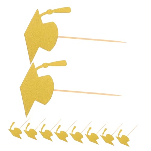 LIFKOME 24 Stück Teiliges Graduation Cap Cupcake Topper aus Gold Einfache Anwendung Kreative Tortendeko für Abschlussfeiern und Graduation Season Party Supplies von LIFKOME