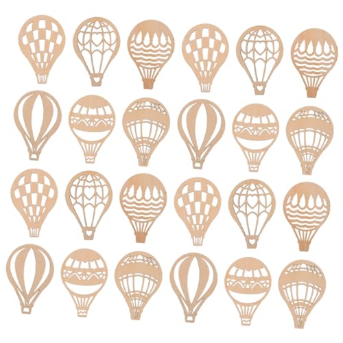 LIFKOME 24 Stück Teiliges Unbemalte Holzscheiben Heißluftballon motive DIY holzplättchen zum Basteln Glatte Kanten Kindgerechte Holz chips für Kreative Dekoration und Geschenkideen von LIFKOME