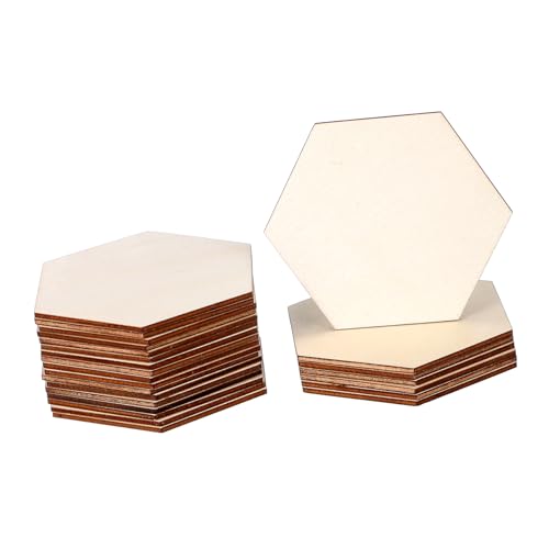 LIFKOME 25 Stück Hexagon Holzscheiben Unlackierte Namensschilder für Hochzeiten Diy Projekte Dekorative Holzanhänger für Partys von LIFKOME