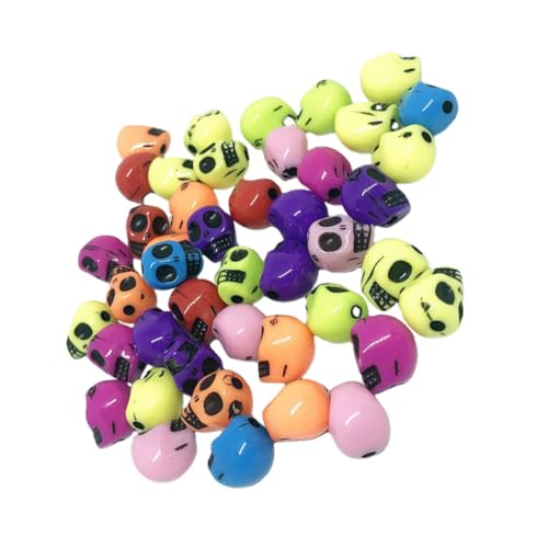 LIFKOME 250 Stück Acryl Schädelperlen für Diy Schmuckherstellung Bunte Bastelperlen für Halloween Dekoration und Kreative Accessoires Zufällige Farbe von LIFKOME