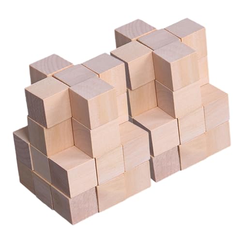 LIFKOME 250 Stück Teiliges Unbehandelter Quadratischer Holzbausteine Kiefernholz Natürliche DIY Bauklötze für Kreativität und Hand Auge Koordination von LIFKOME