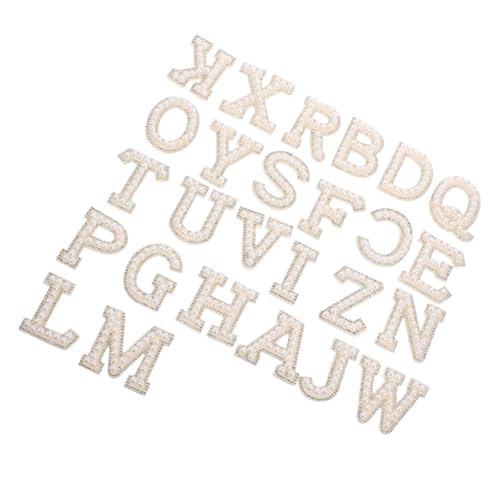LIFKOME 26 Stück Teiliges Buchstaben Patches zum Aufbügeln mit Perlendekor Flexible Stoffaufnäher für DIY Kleidung Rucksack Hut Glitzernde Kanten Vielseitig für Reparatur und Verzierung von LIFKOME