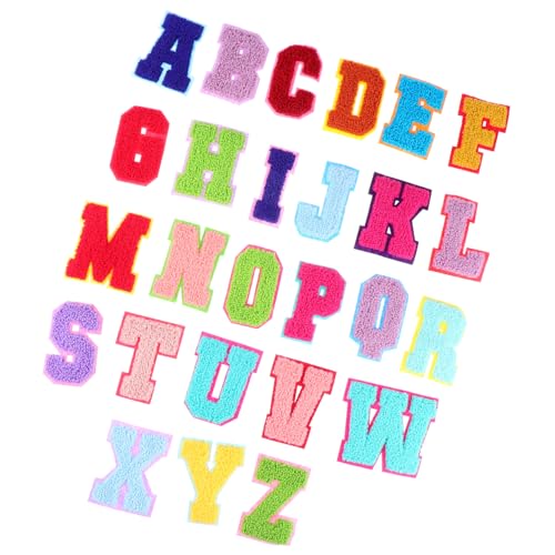 LIFKOME 26 Stück Teiliges Buchstaben stickpatch Bunte Aufnäher für Kleidung Taschen Hüte Modische DIY Applikationen Hautfreundlich Vielseitig für Damen und Accessoires von LIFKOME