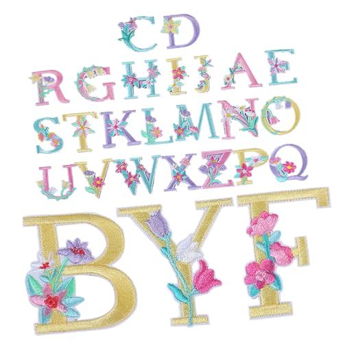 LIFKOME 26 Stück Teiliges Set Aufbügelbare Buchstaben Patches Stoff Farbenfrohe DIY Buchstaben für Kleidung Taschen und Dekorationen Langlebig Hautfreundlich und von LIFKOME