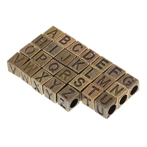 LIFKOME 26 Stück Vintage Würfel Buchstabenperlen A Z für Diy Schmuckherstellung Hochwertige Quadratische Spacerperlen mit Großem Loch für Armbänder und von LIFKOME