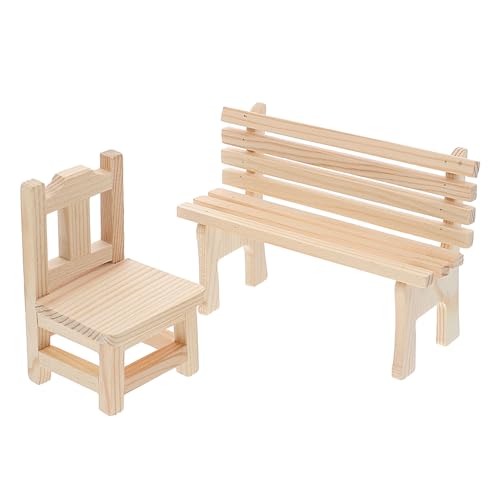 LIFKOME 2Stücke Holzbank Modell Für Puppenhaus Hölzerne Miniaturbank Und Park Street Bank Als Dekoration Und Zubehör Für Ihr Dollhouse von LIFKOME