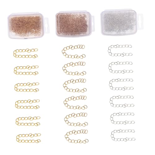 LIFKOME 3 Boxen Kettenverlängerung für Schmuck Boxen mit Verlängerungsketten Gold Hellgold Weiß DIY Armband Zubehör für und Armbänder ca Box von LIFKOME