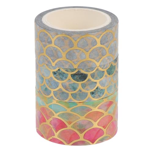 LIFKOME 3 Rollen Scrapbook Klebeband mit Wellenmuster und Goldfolie Dekoratives DIY Washi Tape für Hand account Geschenke Notizbücher und Bastelprojekte von LIFKOME