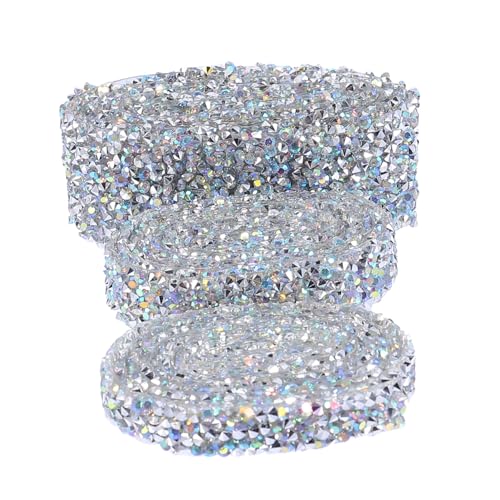 LIFKOME 3 Rollen Selbstklebendes Kristall diamantband in Silber Ab glanz Breit Hitzebeständiges Strass dekoband für Feier Schmuck Stabile Resin strasskette von LIFKOME