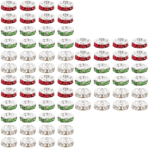 LIFKOME 3 Sätze Rhinestone Spacer Perlen Diy Schmuckzubehör Für Armbänder Und Ohrringe Silber Rot Grün Perlen Pro Packung Für Kreative Bastelprojekte 300 Stück * 3 von LIFKOME