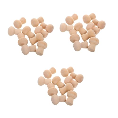 LIFKOME 3 Sätze Teiliges Holz Mushroom Für Diy Projekte Kreative Handbemalte Holzornamente Für Jungen Und Mädchen Naturfarben 10 Stück * 3 von LIFKOME