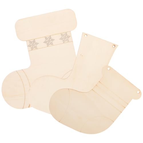 LIFKOME 3 Stück Teiliges Holzsocken Dekorationen für Diy Projekte Glatte Holzscheiben für Kreative Weihnachts und Bastelideen für Feste und Persönliche von LIFKOME