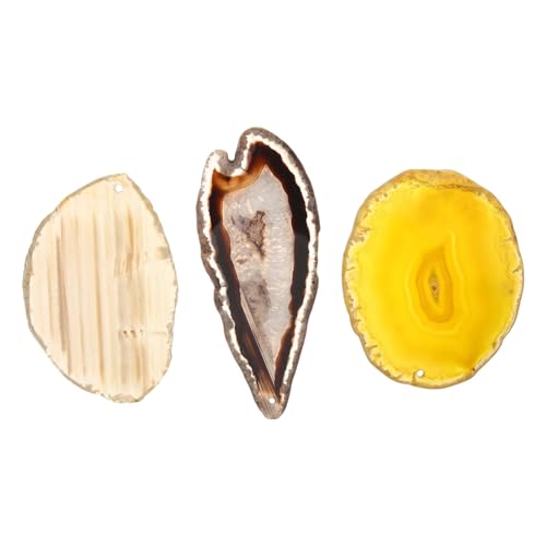 LIFKOME 3 Stück Teiliges Natürliche Unregelmäßige Agat scheiben Anhänger für Schmuckherstellung DIY Basteln Stilvolle Dekorative Edelstein Charms für Ketten Selber Machen von LIFKOME