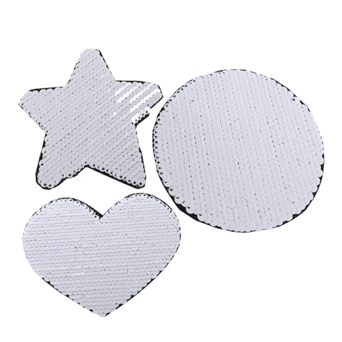 LIFKOME 3 Stück Teiliges Pailletten Aufbügelflicken Bestickte Kleidung Reparatur Patches Herz Stern Kreis Formen Langlebig Hautfreundlich für Jeans Taschen DIY Dekoration von LIFKOME