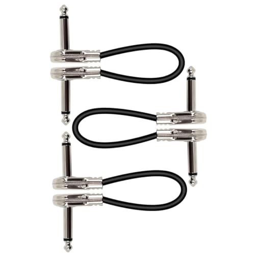 LIFKOME 3 Stück Teiliges Patchkabel Gitarre Flach mit Vergoldeten Steckern Langlebiges Störungsarmes Effektgerät Kabel Kompatibel mit Bass Keyboard Audiointerface und Verstärker von LIFKOME