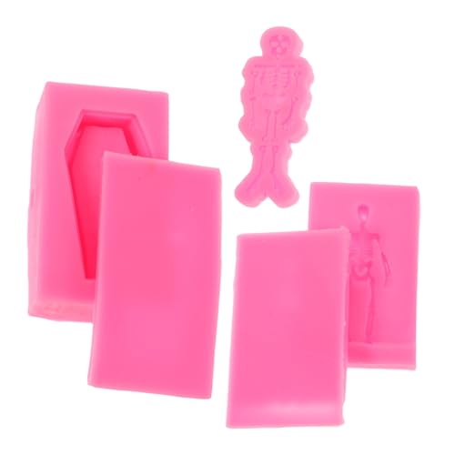 LIFKOME 3 Stück Teiliges Silikon-skelett-gießform Flexibel Langlebig für Halloween DIY Schlüsselanhänger Fondant Candy Epoxidharz Basteln Coffin Knochenform von LIFKOME