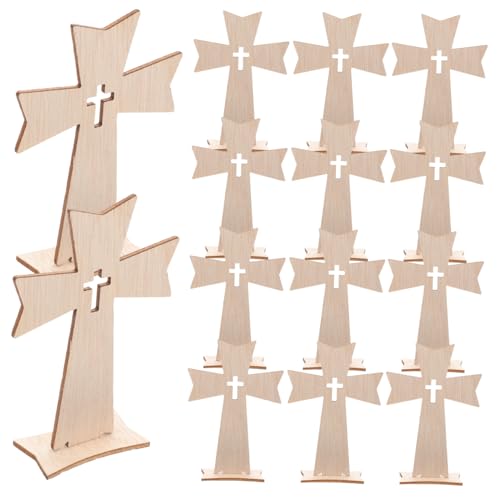 LIFKOME 30 Stück DIY Unfertige Holzkreuze für Bastelprojekte Malbare Holzornamente für Kreative Wanddekoration und Geeignet für Feste und Religiöse Anlässe von LIFKOME