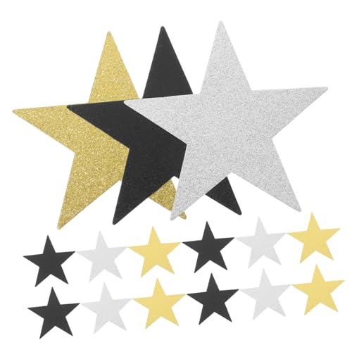 LIFKOME 30 Stück Teiliges Glitzerstern Papier Handgeschnittene Dekoration für Klassenzimmer Geburtstagsfeiern Bastelprojekte Goldene Silberne und Schwarze Sterne für Kreative Anwendungen von LIFKOME