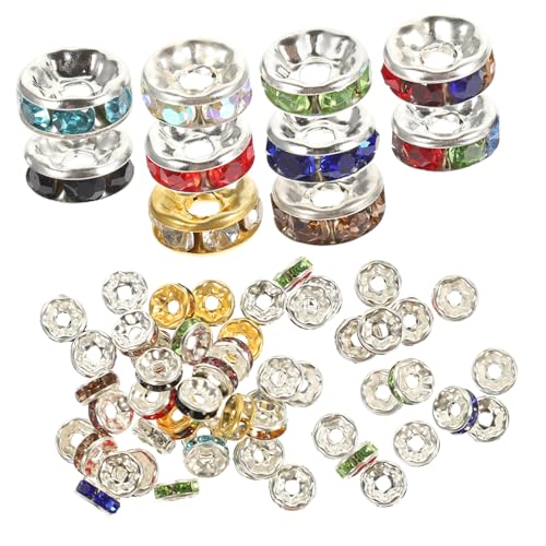 LIFKOME 300 Stück Abstandsperlen mit Strass Farbige Runde DIY Schmuckperlen für Armbänder Halsketten Bastelperlen Langlebige Lichtechte Kristall Schmuckzubehör zum Auffädeln und Basteln von LIFKOME