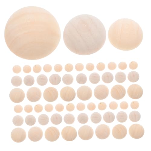 LIFKOME 300 Stück Halbrunde Holzperlen Unlackierte Natürliche Holzkugeln für DIY Bastelprojekte Kreative Kinderbeschäftigung Sichere Robuste Bastelperlen für Hand auge koordination von LIFKOME