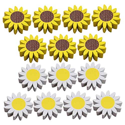 LIFKOME 30Stücke DIY Holzperlen Sonnenblume Lose Perlen mit Basteln für Kreative Projekte Zufällige Farben für Schmuckherstellung und Wohnaccessoires von LIFKOME