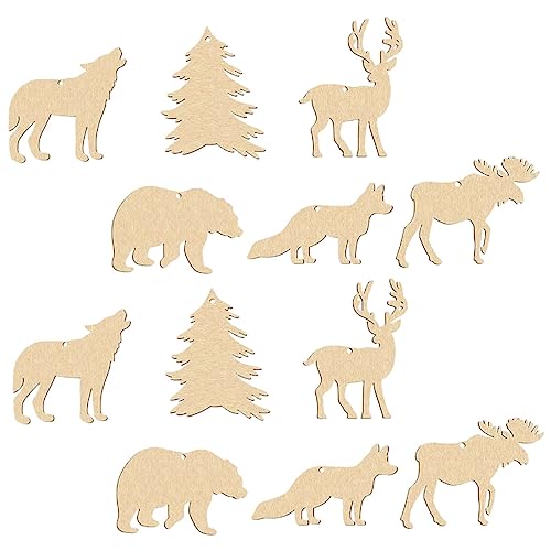 LIFKOME 30Stücke Hängende Holzornamente Für Teiliges Unvollendete Wildtiere Zum Basteln Und Dekorieren DIY Holzscheiben Für Party Und Wohnraumgestaltung von LIFKOME