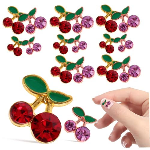 LIFKOME 32 Stück Teiliges Kirsch nagel Strasssteine Nageldekoration für DIY Nail Art Damen Nail Jewelry Geeignet für Natürliche und Künstliche Nägel Party Geburtstag Weihnachten von LIFKOME