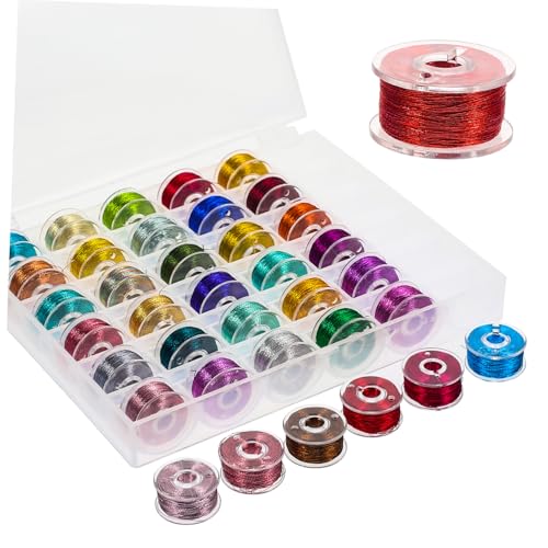 LIFKOME 36 Rollen Farben Metallic Embroidery Thread Gold Silber Stickgarn für DIY Handarbeit Maschinensticken Kreuzstich Nähgarn für Erwachsene und Anfänger von LIFKOME