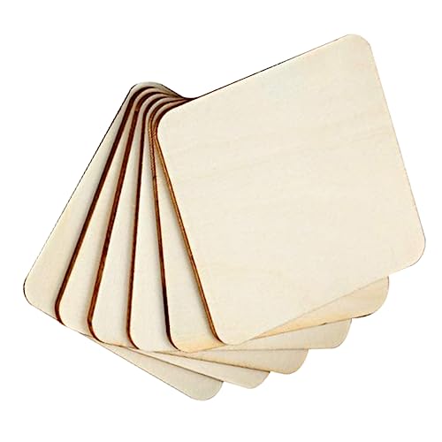 LIFKOME 36 Stück DIY Holzscheiben Unbehandelte Holzplatten für Bastelarbeiten Quadratische Holzscheiben für Malerei und Home Decor von LIFKOME