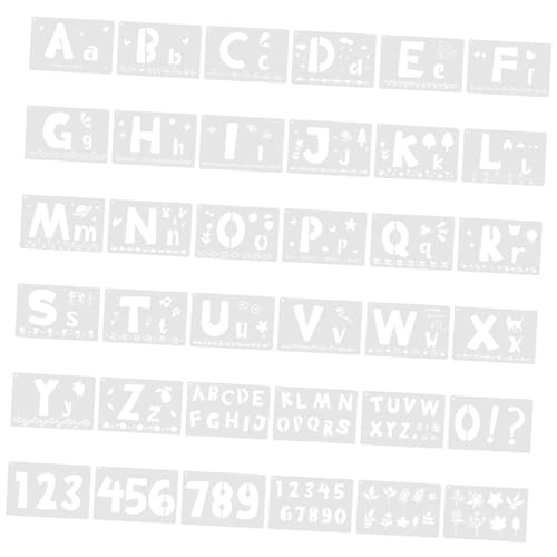 LIFKOME 36 Stück Teiliges Wiederverwendbare Schablonen für Buchstaben und Zahlen DIY Malerei für Kunstprojekte und Handwerk Selbstklebend und Leicht zu Reinigen von LIFKOME