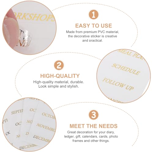 LIFKOME 4 Blätter Transparente Pet Gilding Sticker mit Englischen Monatsnamen Selbstklebende PVC Aufkleber für Scrapbooking DIY Bastelprojekte Planer Dekoration Gold Akzent LIFKOME 4 Blätter Transparente Pet Gilding Sticker mit Englischen Monatsnamen Selbstklebende PVC Aufkleber für Scrapbooking DIY Bastelprojekte Planer Dekoration Gold Akzent von LIFKOME