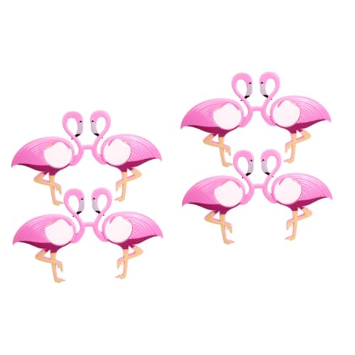 LIFKOME 4 Paare Partybrille Hawaiianische Brille Flamingo-party-versorgung Dekorative Partygläser Hawaiianische Flamingo-sonnenbrille Strandgeschenke Kind Dekorativer Spiegel Plastik von LIFKOME