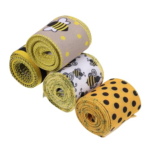 LIFKOME 4 Rollen Dekoratives Polyester band Honigbienenmuster Breit Lang Bastelband Geschenkverpackung Schleifenband für Blumenboxen Partydeko LIFKOME 4 Rollen Dekoratives Polyester band Honigbienenmuster Breit Lang Bastelband Geschenkverpackung Schleifenband für Blumenboxen Partydeko von LIFKOME