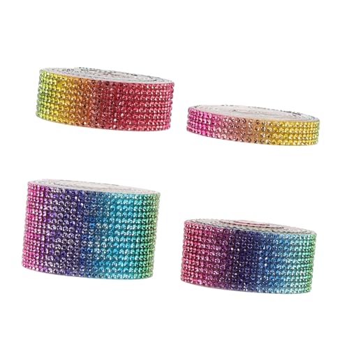 LIFKOME 4 Rollen Selbstklebendes Strassband Glitzernde Kristall diamantbänder in Breiten DIY Dekoration für Kleidung Schuhe Handyhüllen Basteln Hochzeit Party von LIFKOME