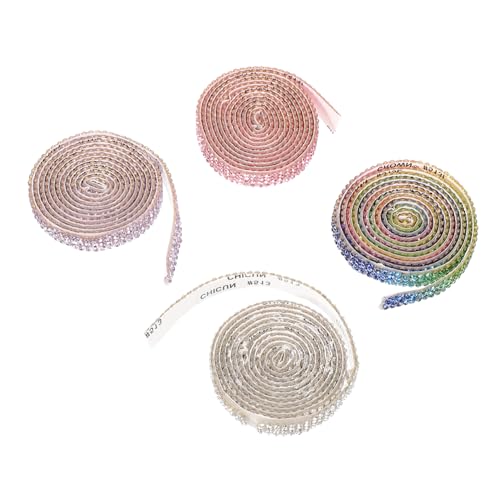 LIFKOME 4 Rollen Selbstklebendes Strassband mit Resin Kristallen Flexibles Dekoband mit Doppelseitigem Klebeband Zuschneidbar für DIY Bastelarbeiten Schmuckverzierung und Kreative von LIFKOME