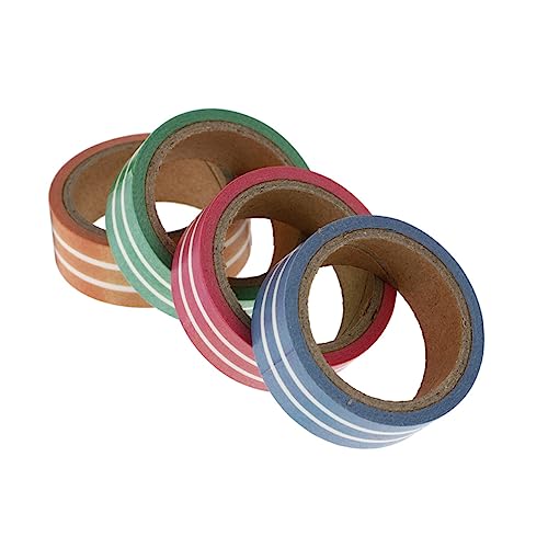 LIFKOME 4 Rollen Washi Tape mit Gestreiftem Muster Dekoratives Klebeband für Scrapbooking Journaling und DIY Projekte Einfach zu Entfernen ohne Rückstände von LIFKOME