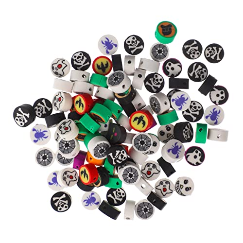 LIFKOME 4 Sätze Diy Polymer Clay Beads Halloween Thema Lose Perlen Für Schmuckzubehör Armbänder Und Bastelprojekte Für Kreative Diy Ideen 100 Stück * 4 von LIFKOME