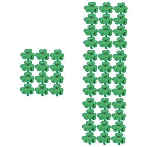 LIFKOME 4 Sätze Klee Patch Stickflicken Aufbügeln Kleiderapplikation Austauschbare Eisenflecken Flicken Zum Aufbügeln Für Mädchen Polyesterfaden Green 12 Stück * 4 von LIFKOME
