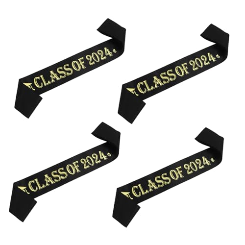 LIFKOME 4 Stück 2024 Gürtel für die Abschlussfeier Banner für Abschlussdekorationen Abschlusskappendekorationen Schulterriemen für Abschlussfeier Abschluss Sash Graduierung stahl Schärpe von LIFKOME
