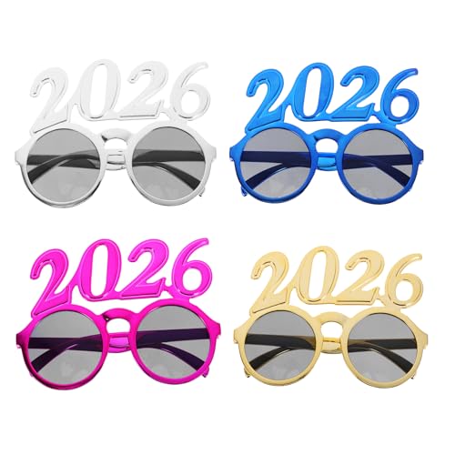 LIFKOME 4 Stück 2026-Brillen: Glitzernde Zahlenbrillen 2026, Sonnenbrillen für Abschlussfeiern, Neujahrsparty-Zubehör für Abschlussfeiern, Geburtstage, Fotoautomaten-Requisiten LIFKOME 4 Stück 2026-Brillen: Glitzernde Zahlenbrillen 2026, Sonnenbrillen für Abschlussfeiern, Neujahrsparty-Zubehör für Abschlussfeiern, Geburtstage, Fotoautomaten-Requisiten von LIFKOME